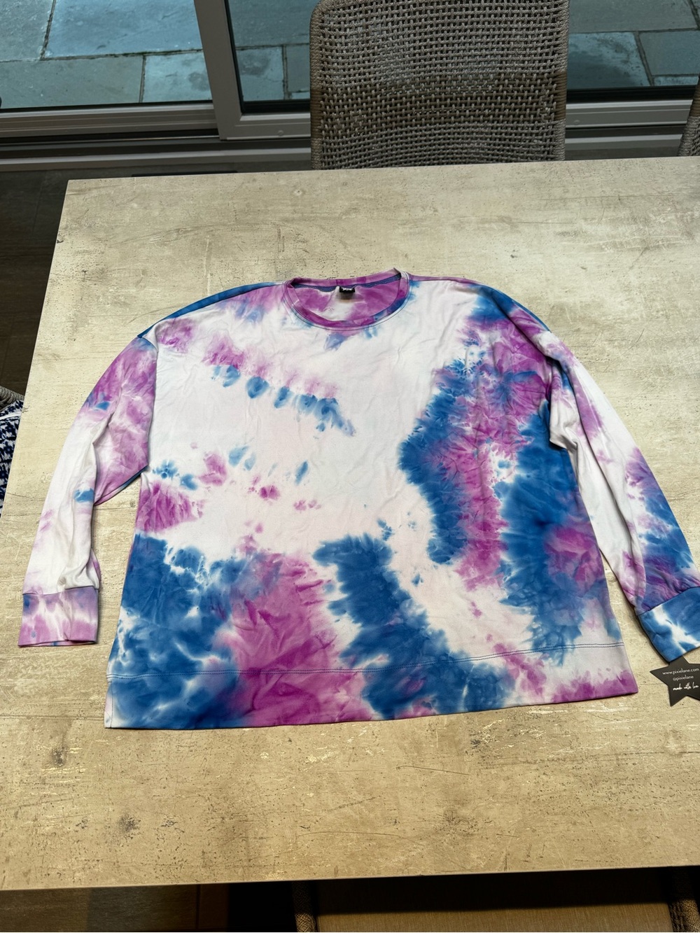 Long Sleeve Tie-Dye Tee in Blue & Purple - Unbranded
